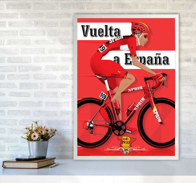 Modern Spanish Cycling Print by Wyatt9 A1 Oak Frame