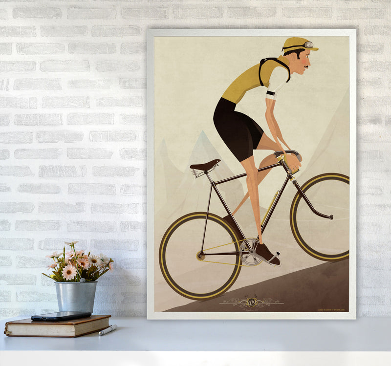 Vintage Cycling Print by Wyatt9 A1 Oak Frame
