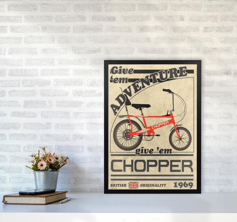 Chopper Vintage Cycling Print by Wyatt9 A2 White Frame
