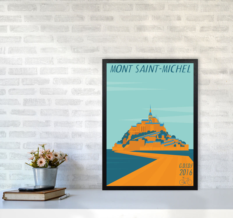 Mont Saint Michel Cycling Print by Wyatt9 A2 White Frame