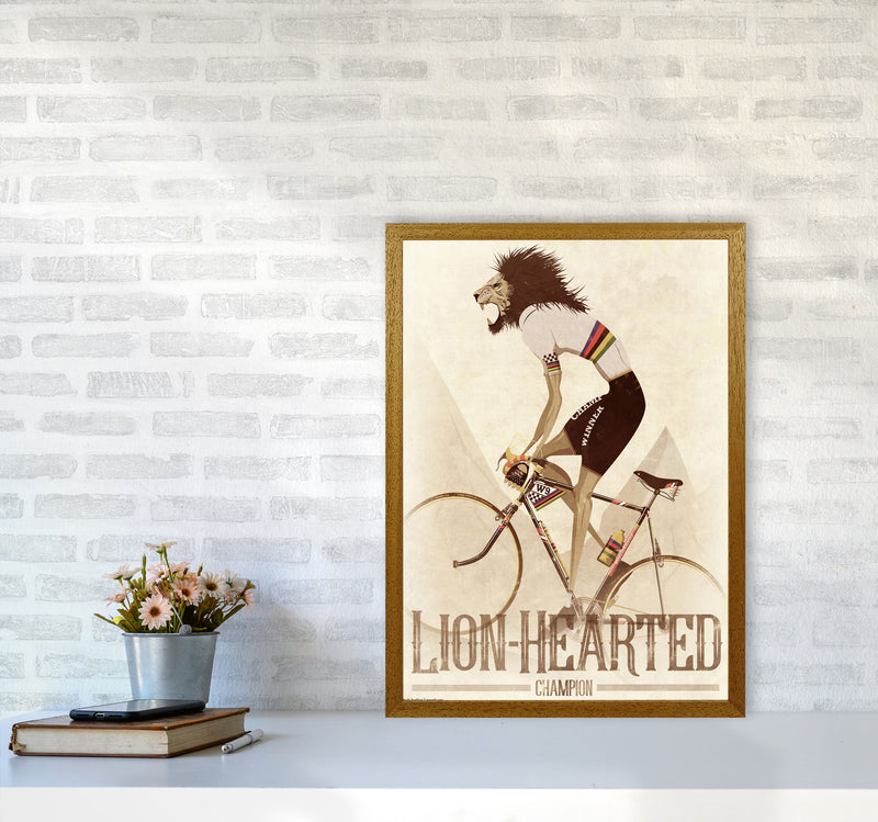 Lion Hearted Cycling Print by Wyatt9 A2 Print Only