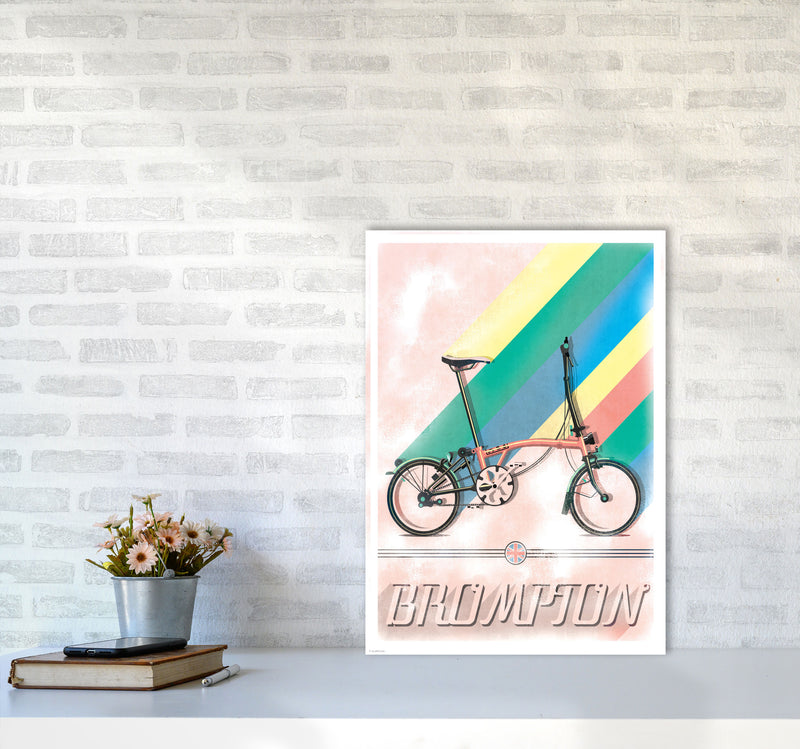 Brompton Vintage Cycling Print by Wyatt9 A2 Black Frame