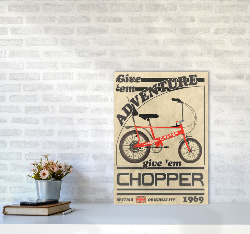 Chopper Vintage Cycling Print by Wyatt9 A2 Black Frame