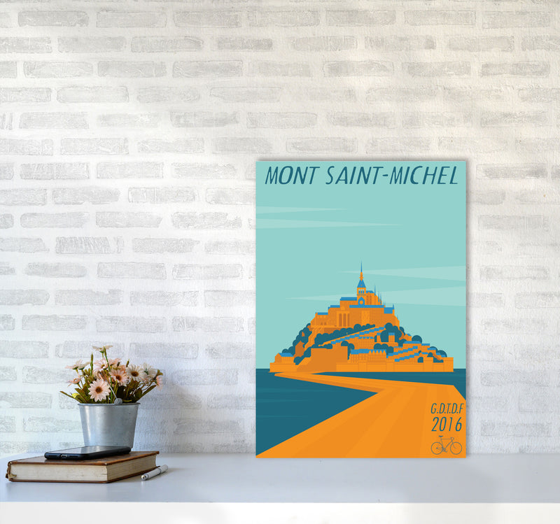 Mont Saint Michel Cycling Print by Wyatt9 A2 Black Frame