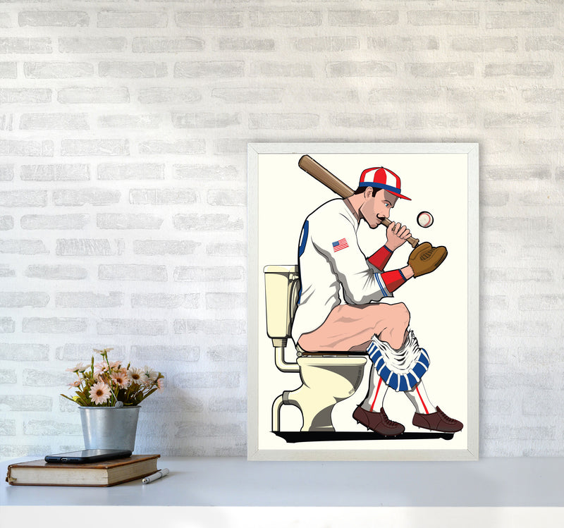 Baseball Player on the Loo by Wyatt9 A2 Oak Frame