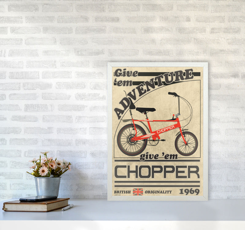 Chopper Vintage Cycling Print by Wyatt9 A2 Oak Frame