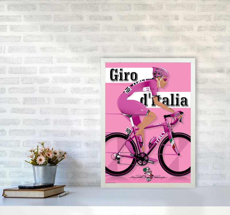 Modern Giro Cycling Print by Wyatt9 A2 Oak Frame