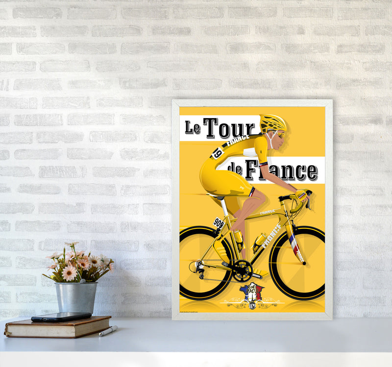 Modern Tour Cycling Print by Wyatt9 A2 Oak Frame