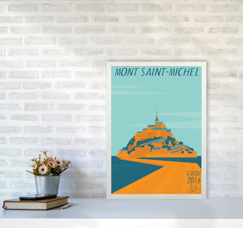 Mont Saint Michel Cycling Print by Wyatt9 A2 Oak Frame