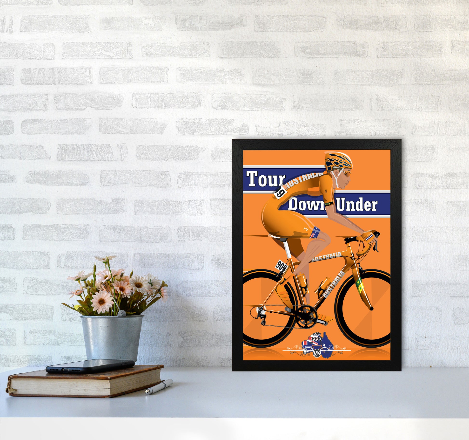 Australia Cyclist by Wyatt9 A3 White Frame