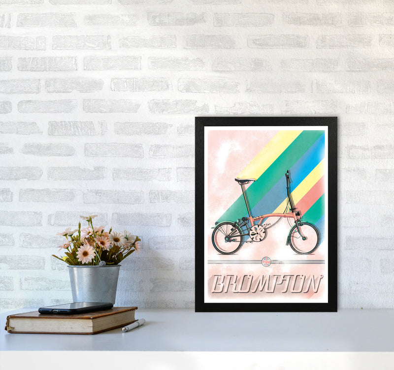 Brompton Vintage Cycling Print by Wyatt9 A3 White Frame