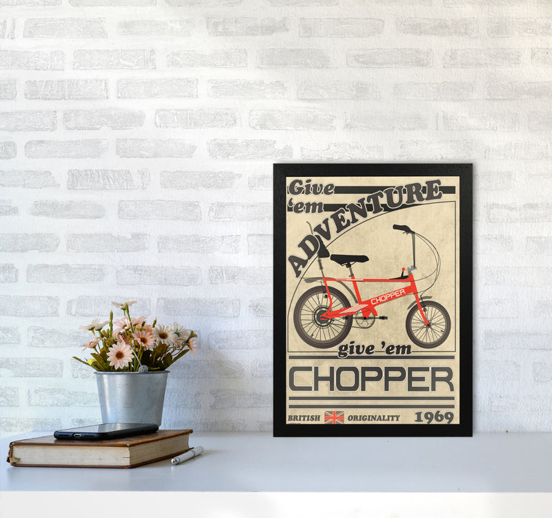 Chopper Vintage Cycling Print by Wyatt9 A3 White Frame