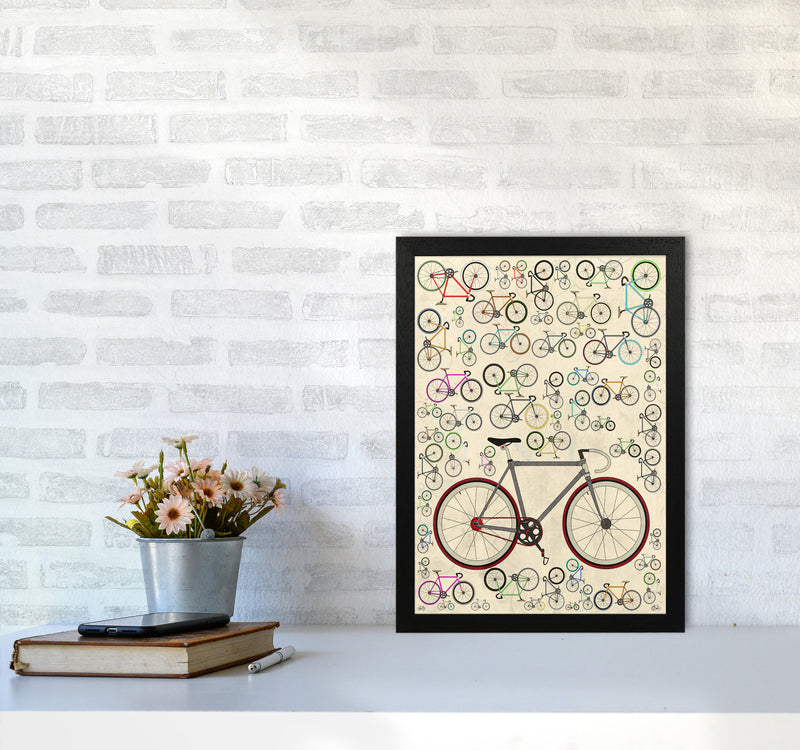 Fixie Cycling Art Print by Wyatt9 A3 White Frame