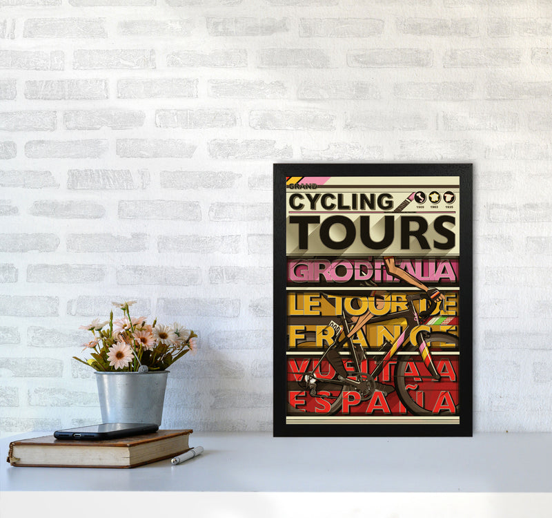 Grand Tours Cycling Print by Wyatt9 A3 White Frame