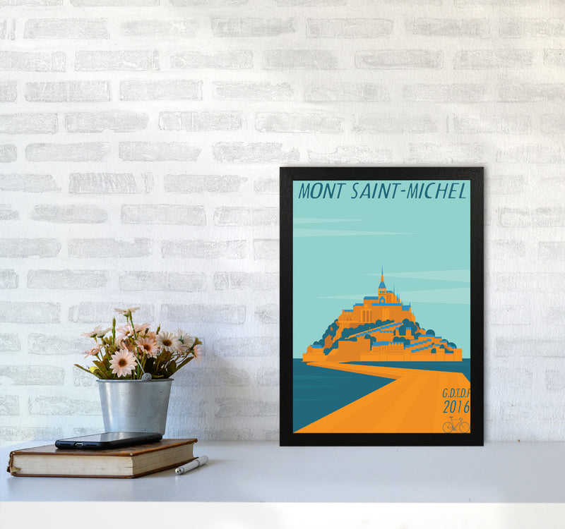 Mont Saint Michel Cycling Print by Wyatt9 A3 White Frame