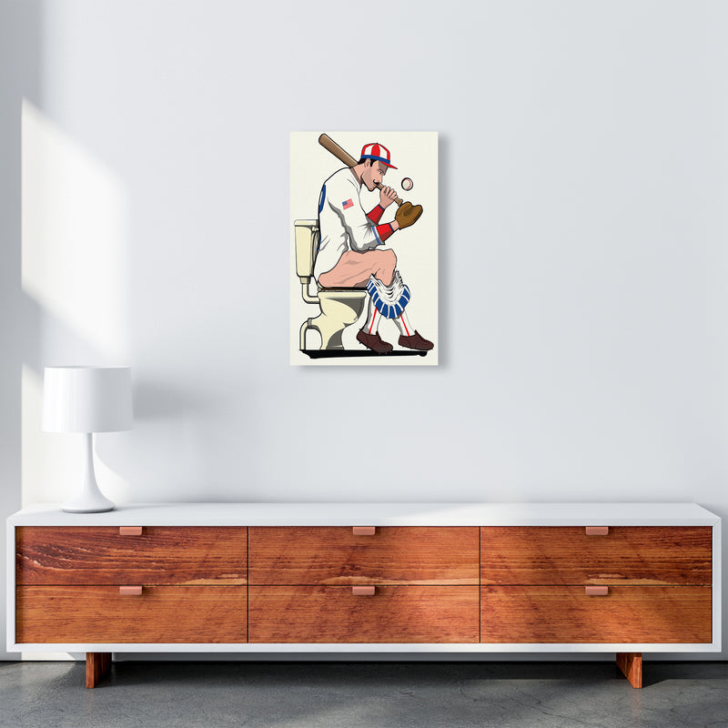 Baseball Player on the Loo by Wyatt9 A3 Canvas