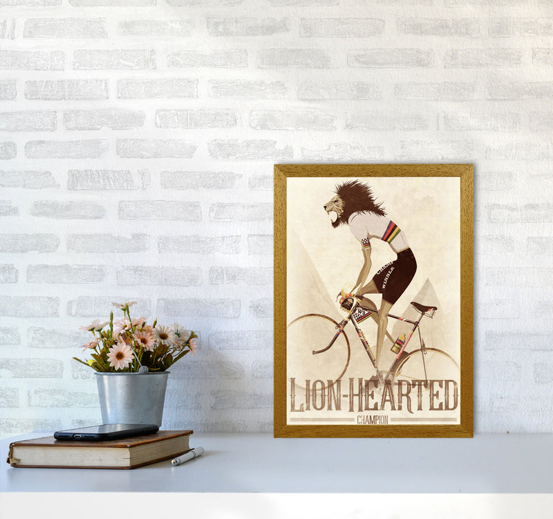 Lion Hearted Cycling Print by Wyatt9 A3 Print Only