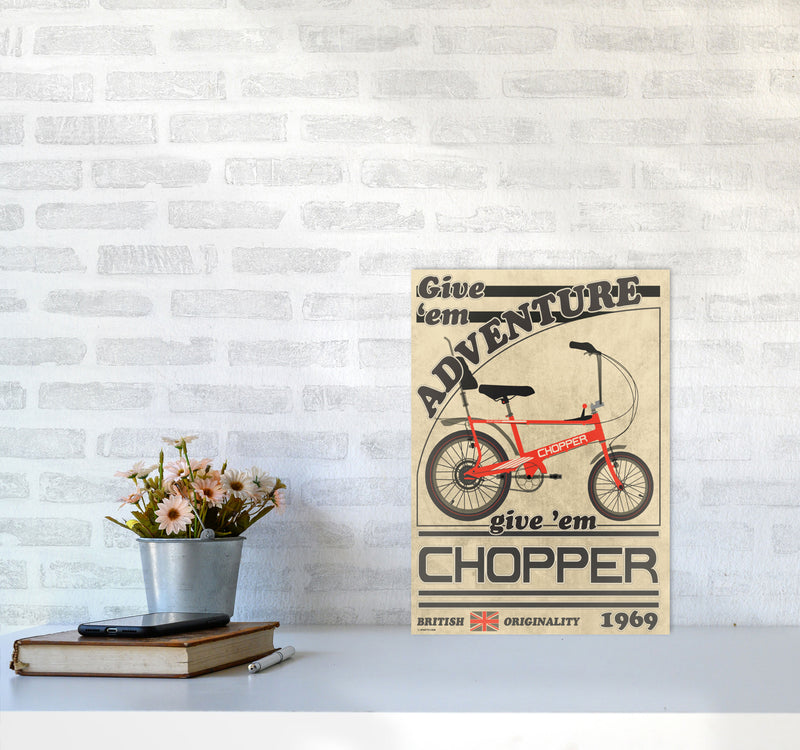 Chopper Vintage Cycling Print by Wyatt9 A3 Black Frame