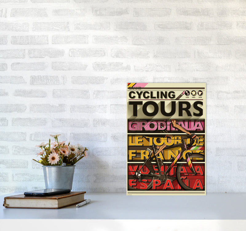 Grand Tours Cycling Print by Wyatt9 A3 Black Frame