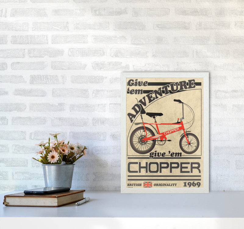 Chopper Vintage Cycling Print by Wyatt9 A3 Oak Frame