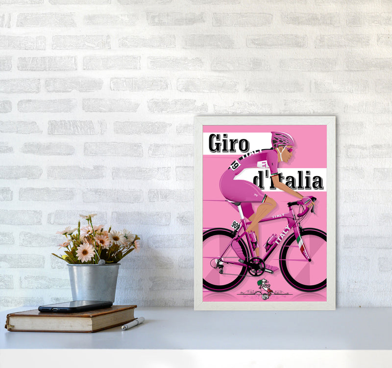 Modern Giro Cycling Print by Wyatt9 A3 Oak Frame