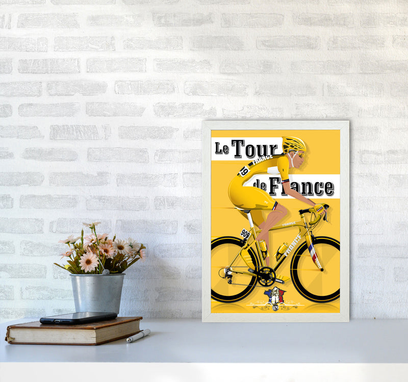 Modern Tour Cycling Print by Wyatt9 A3 Oak Frame