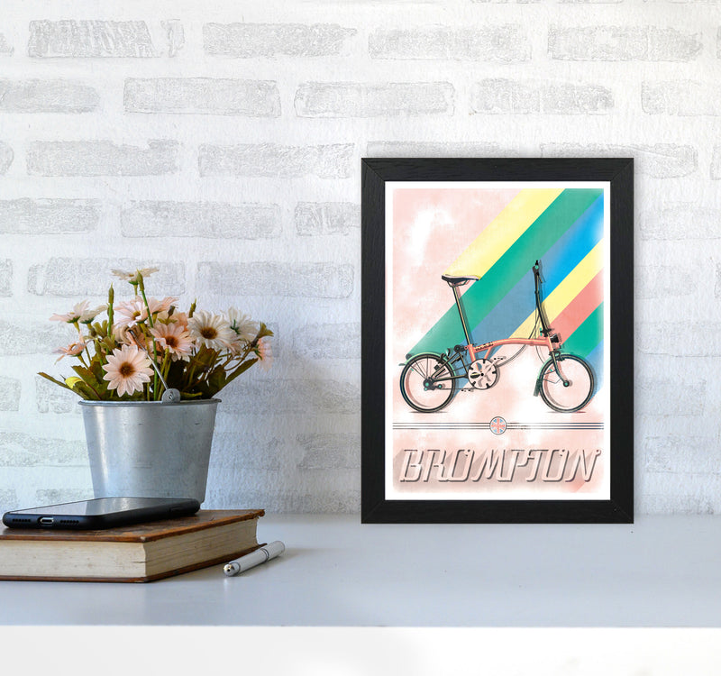Brompton Vintage Cycling Print by Wyatt9 A4 White Frame
