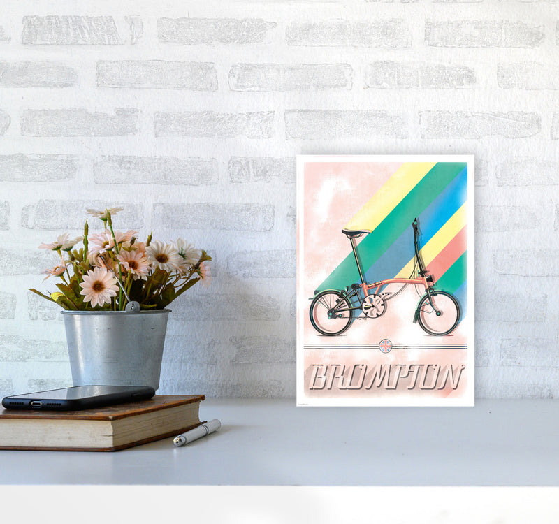 Brompton Vintage Cycling Print by Wyatt9 A4 Black Frame
