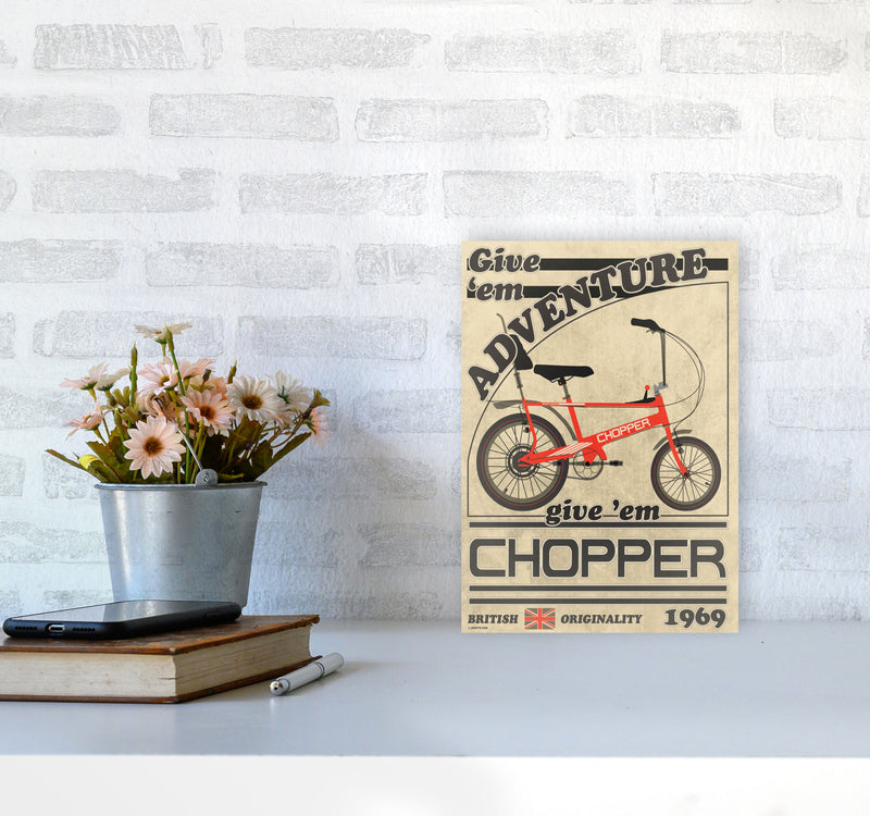 Chopper Vintage Cycling Print by Wyatt9 A4 Black Frame