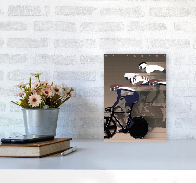 Velo Brown Cycling Print by Wyatt9 A4 Black Frame