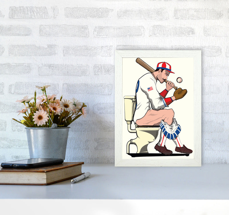Baseball Player on the Loo by Wyatt9 A4 Oak Frame