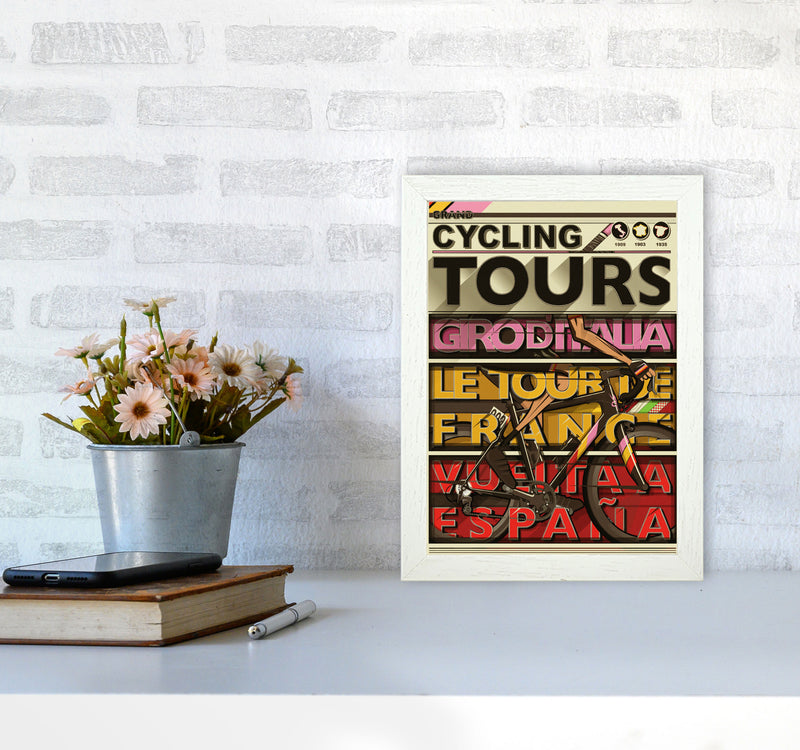 Grand Tours Cycling Print by Wyatt9 A4 Oak Frame