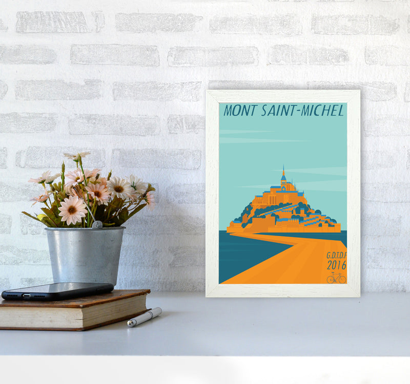 Mont Saint Michel Cycling Print by Wyatt9 A4 Oak Frame