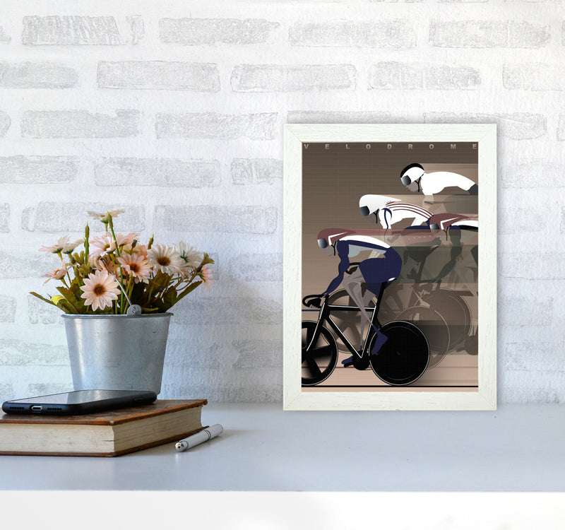 Velo Brown Cycling Print by Wyatt9 A4 Oak Frame