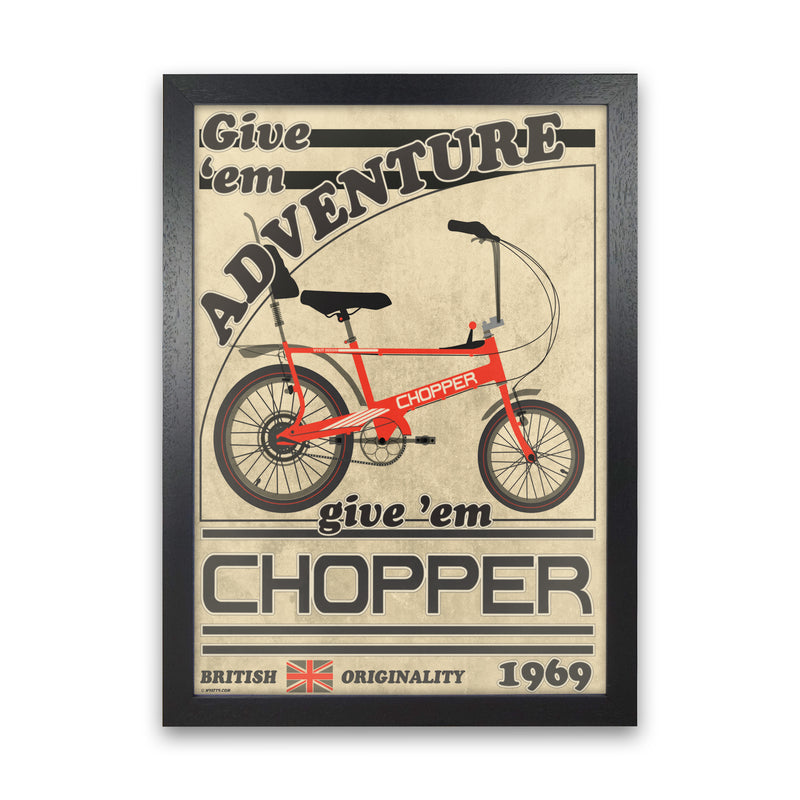 Chopper Vintage Cycling Print by Wyatt9 Black Grain