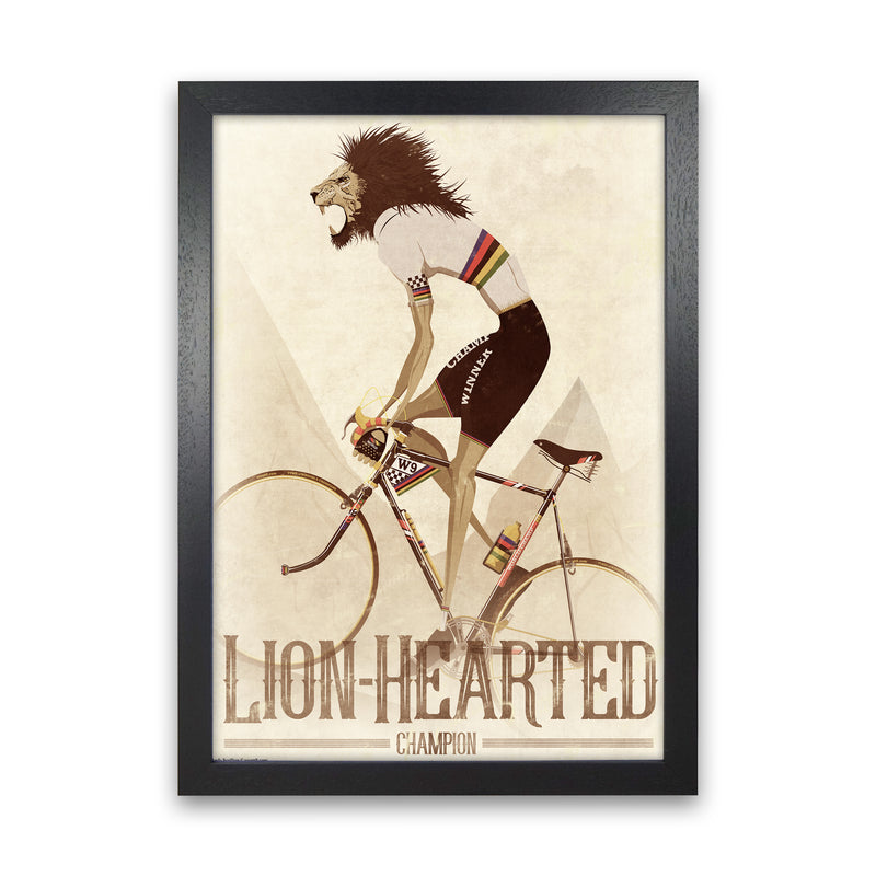 Lion Hearted Cycling Print by Wyatt9 Black Grain