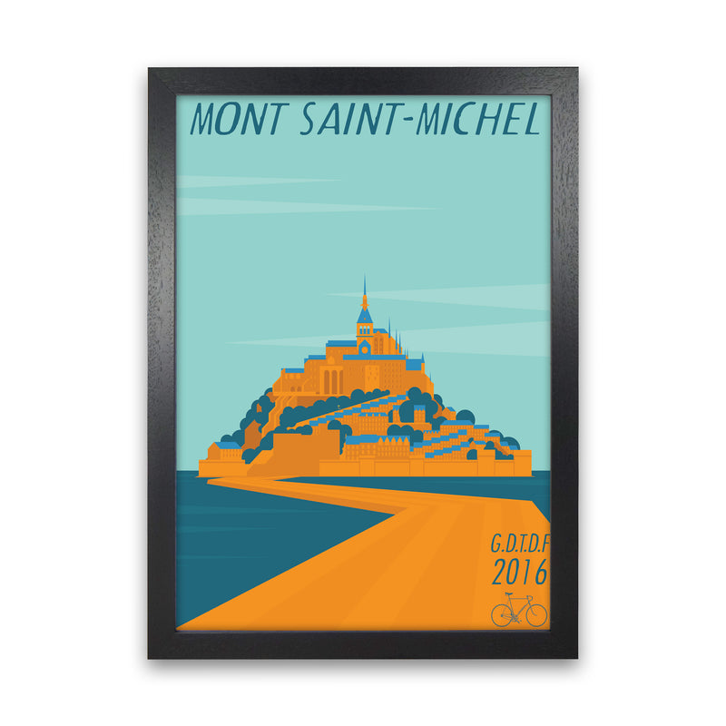 Mont Saint Michel Cycling Print by Wyatt9 Black Grain
