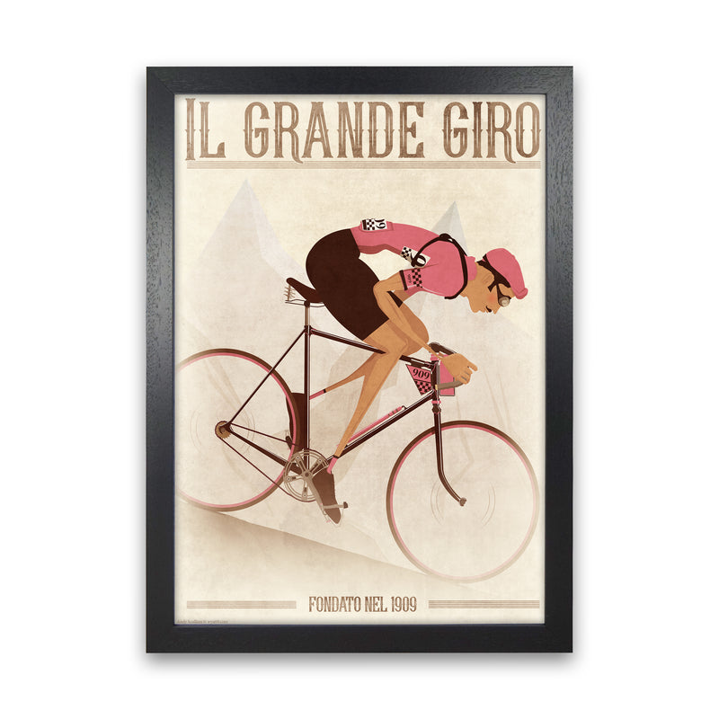 PinkRetro Cycling Print by Wyatt9 Black Grain