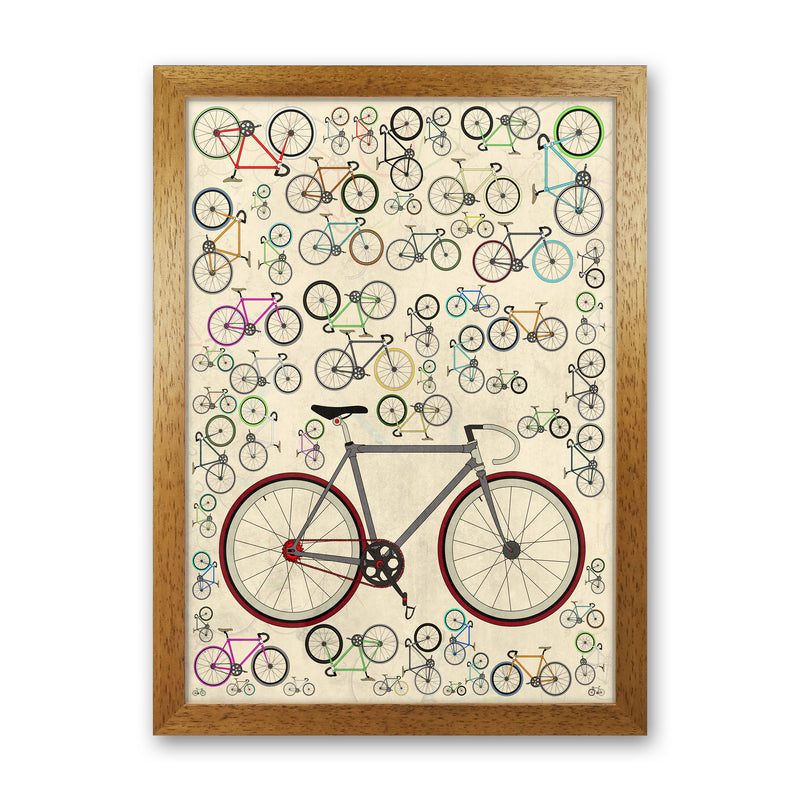 Fixie Cycling Art Print by Wyatt9 Oak Grain
