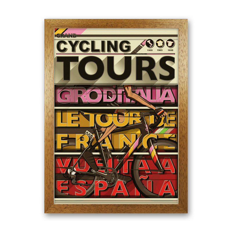 Grand Tours Cycling Print by Wyatt9 Oak Grain