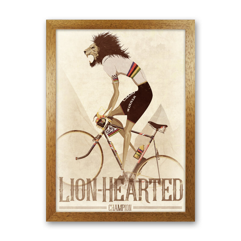 Lion Hearted Cycling Print by Wyatt9 Oak Grain
