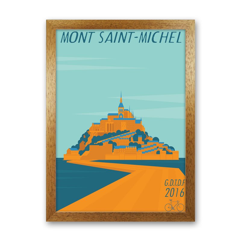 Mont Saint Michel Cycling Print by Wyatt9 Oak Grain