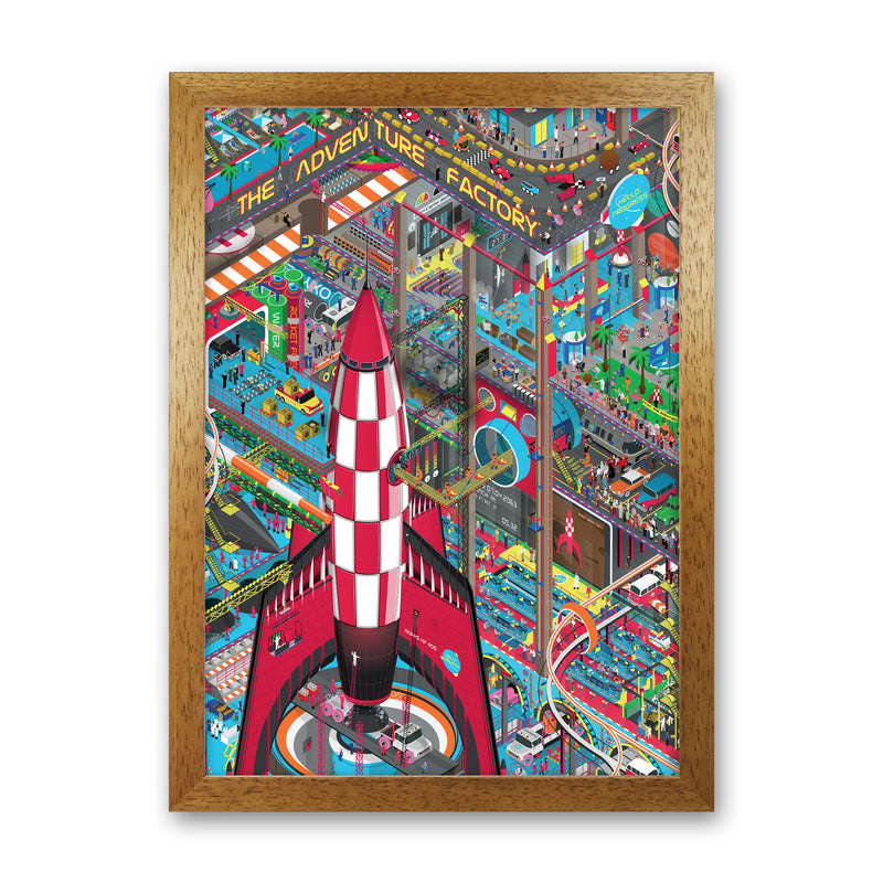 Rocket Retro Print by Wyatt9 Oak Grain