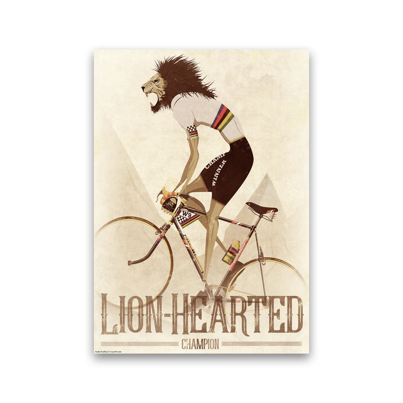 Lion Hearted Cycling Print by Wyatt9 Print Only