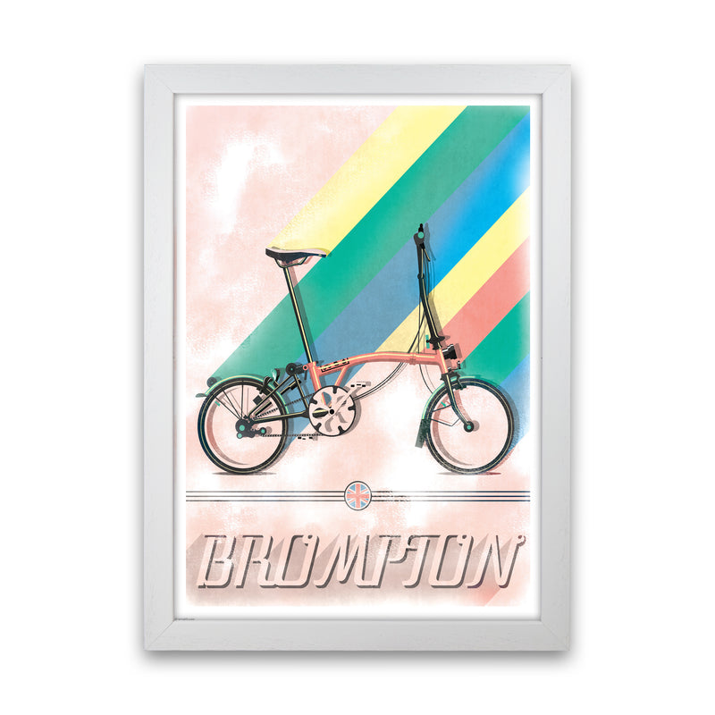 Brompton Vintage Cycling Print by Wyatt9 White Grain