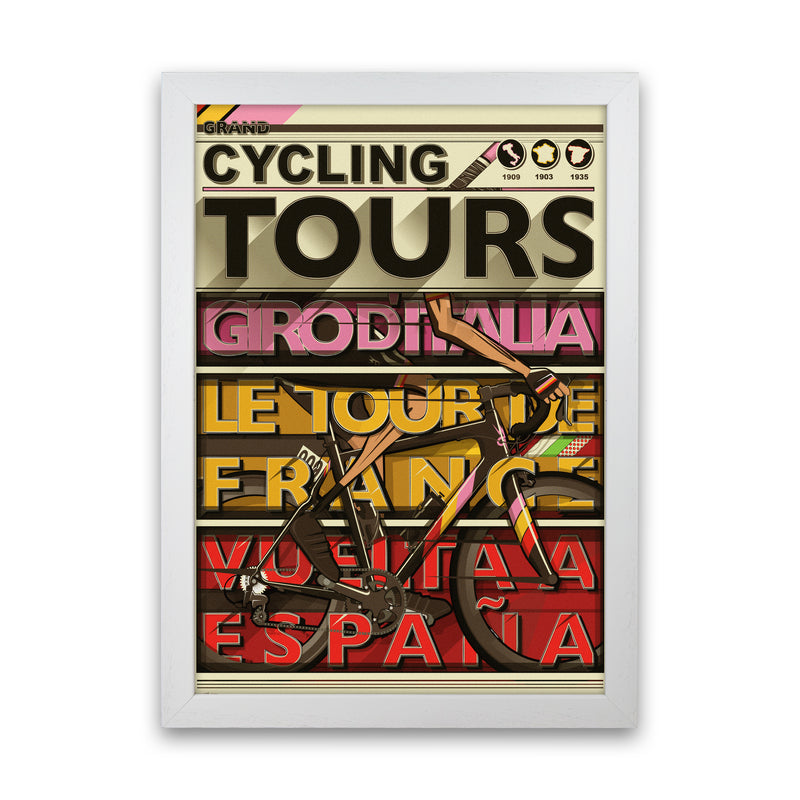 Grand Tours Cycling Print by Wyatt9 White Grain