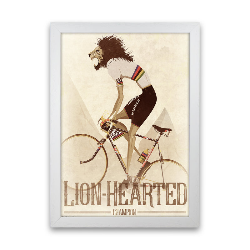 Lion Hearted Cycling Print by Wyatt9 White Grain