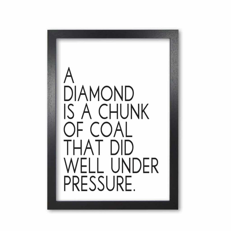 A diamond under pressure modern fine art print, framed typography wall art
