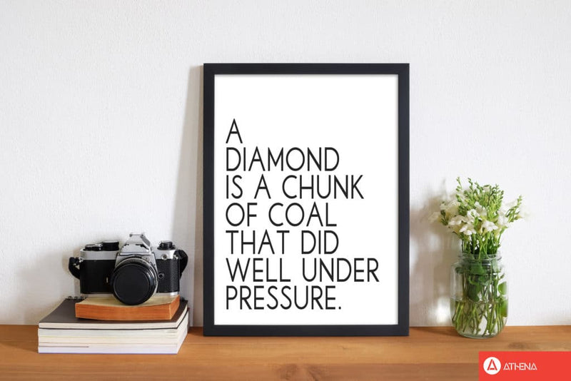 A diamond under pressure modern fine art print, framed typography wall art