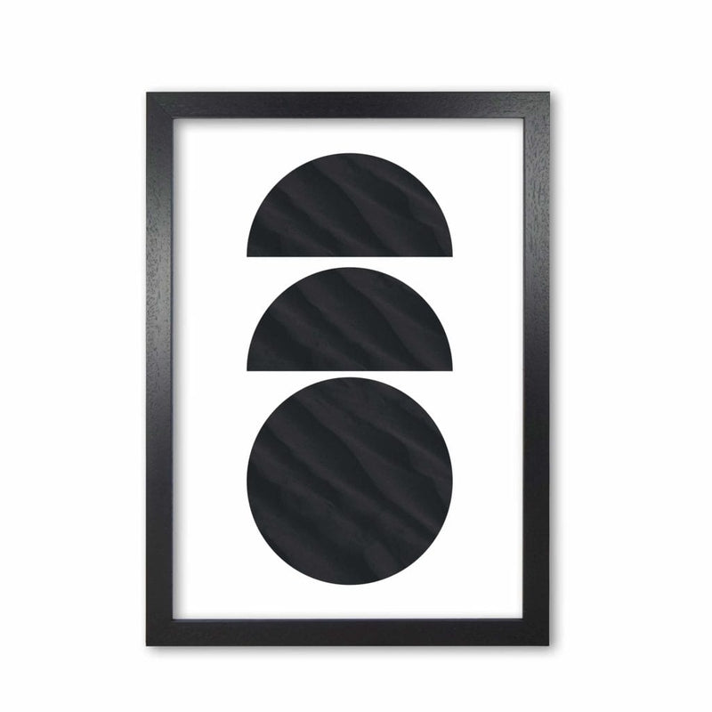 Abstract black textured circles modern fine art print
